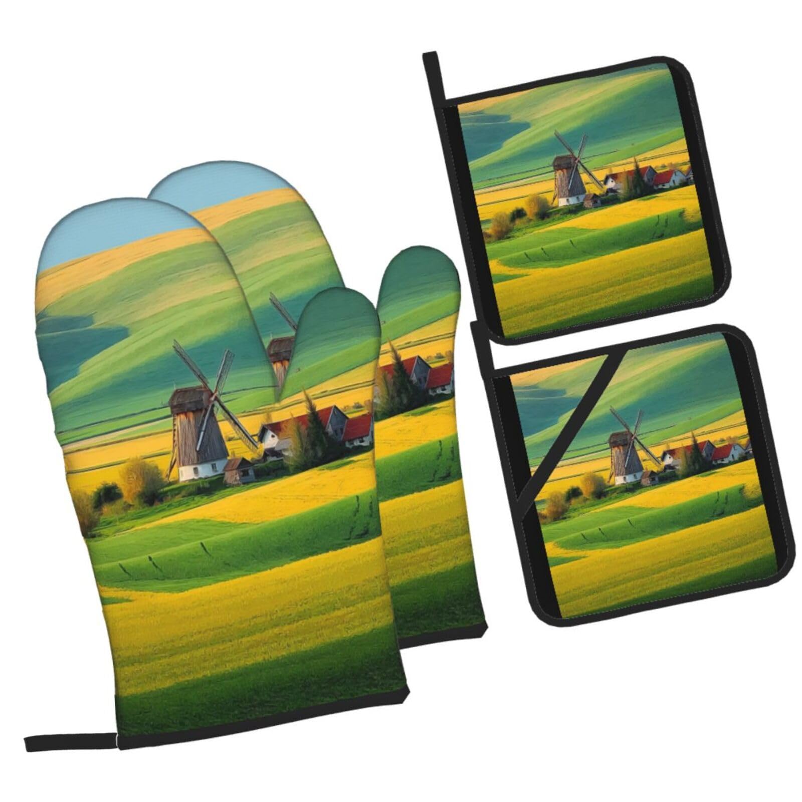 Gant de cuisine pour four et cuisson lot de 4 maniques souples colorées