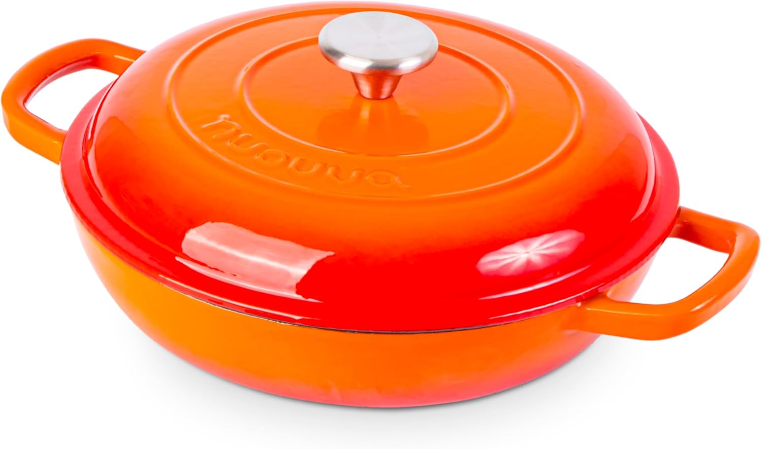 Shallow Cast Iron Casserole with Lid Non Stick Dutch Oven