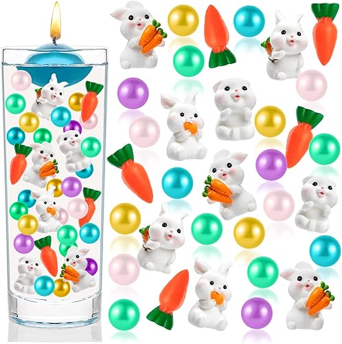 HTZNHXT 120 piezas de relleno de jarrón de Pascua, cuentas de perlas multicolor de bastón de caramelo, perlas flotantes para jarrones, hogar, mesa,