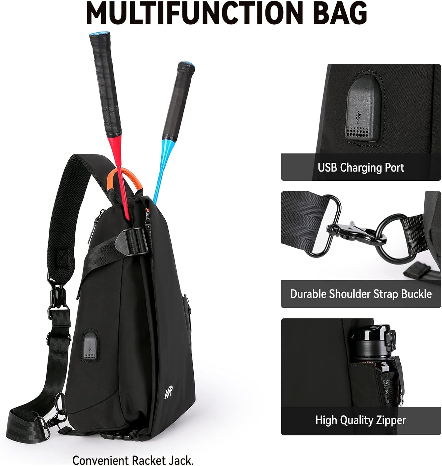 Miniatura 4 de Bolso bandolera antirrobo para hombres y mujeres, mochila pequeña con un hombro, bolsa de pecho y mochila resistente al agua, Mochilas Sling