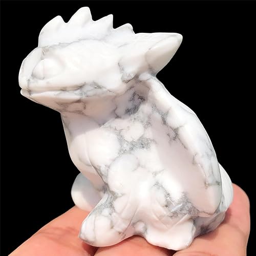 Miniatura 2 de Estatua de calavera humana de Reiki de piedra curativa, esculturas de estatua de cristal Yooperlita, calavera de dragón sin dientes (dragón mosca de