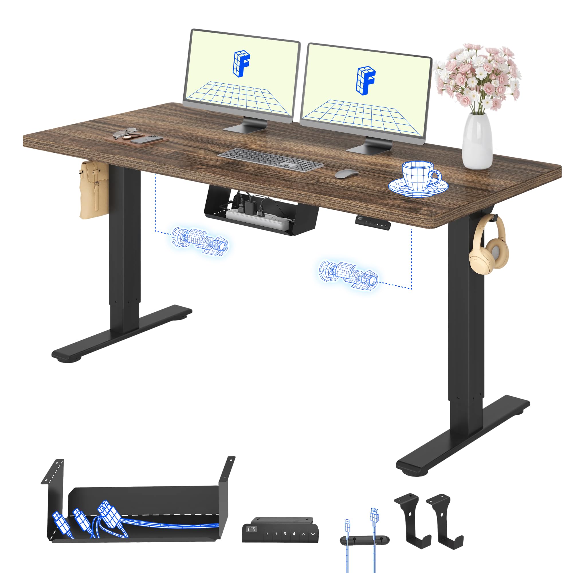 FLEXISPOT Höhenverstellbarer Schreibtisch mit 2 Motoren