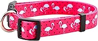 Vista 4 de Native Pup Collar de perro con flamenco rosa para primavera y verano, bonitos patrones femeninos para cachorros hembras, nailon duradero para razas