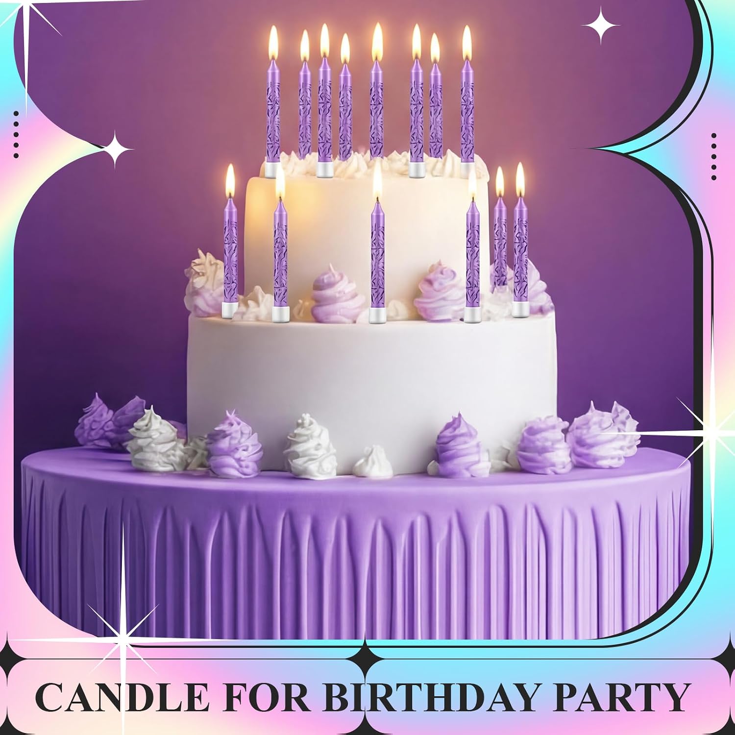 Conelist 12 Pcs Kpop Themed Birthday Candles Purple Lightning Birthday Decorations Cartoon Movie Cake Toppers for Kpop Themed Party Supplies
