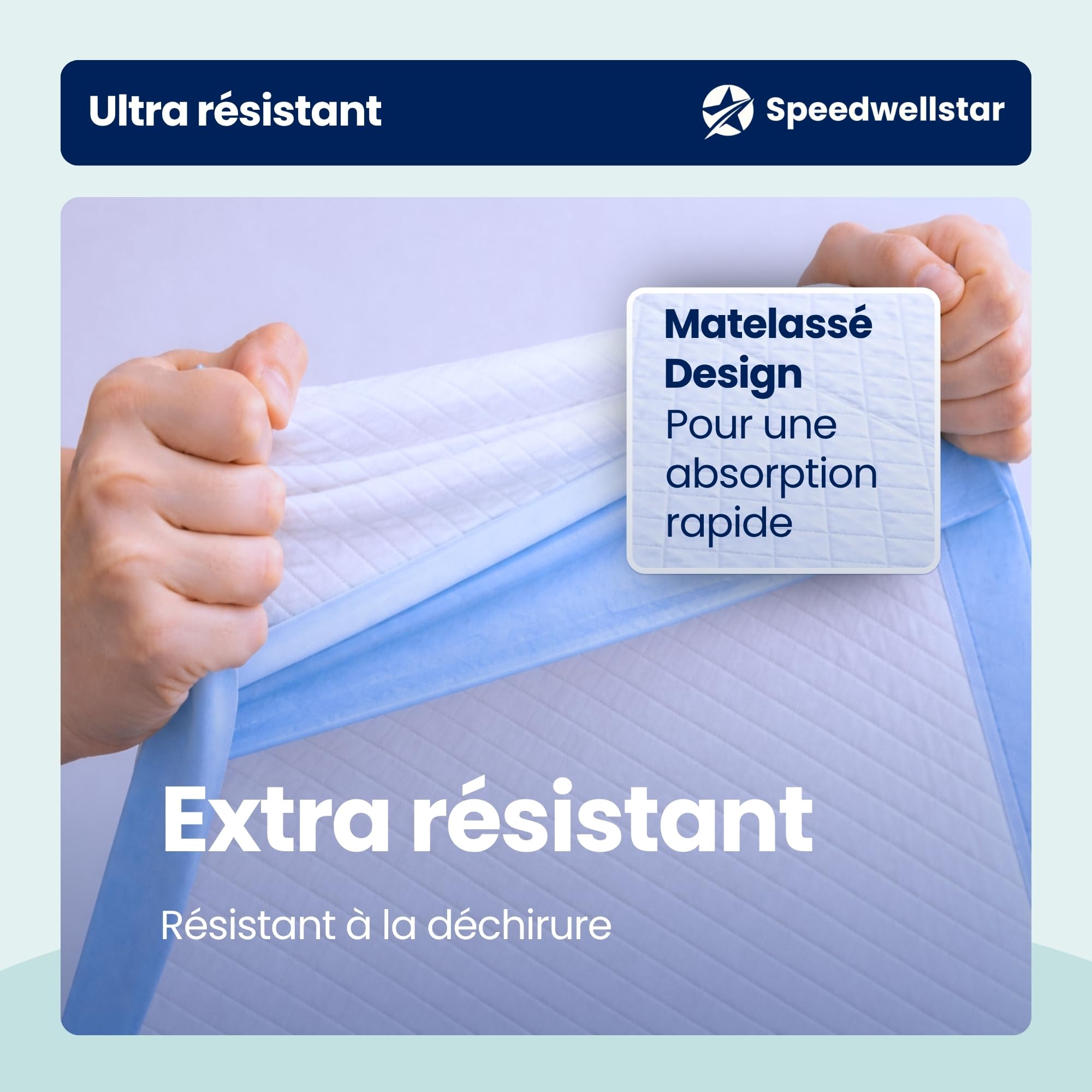 Alèses de Lit pour Incontinence Jetables Extra Grandes 150 x 80 cm Lot de 20 Super Absorbantes 2300 ML Protège‑lit Étanche et Anti‑fuites pour Lit Simple ou Double Antidérapant par Speedwellstar