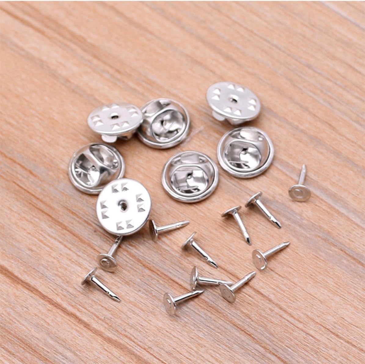 100sets Pin Backs for Lapel Pins and Tie Tacks, Alloy Silver Clutch