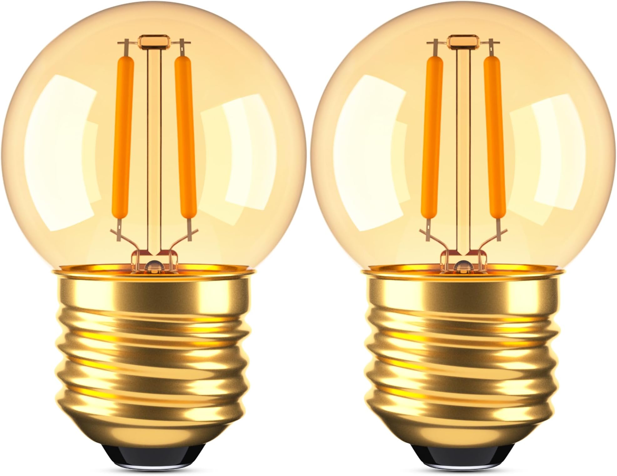 G40 Low Watt Light Bulb Edison LED Bulb Mini Globe Light Bulbs 1W Equivalent to 10Watt Incandescent E26 Screw Base Led Bulbs Ultra Warm White 2200K, Non Dimmable (G40g-2pack)