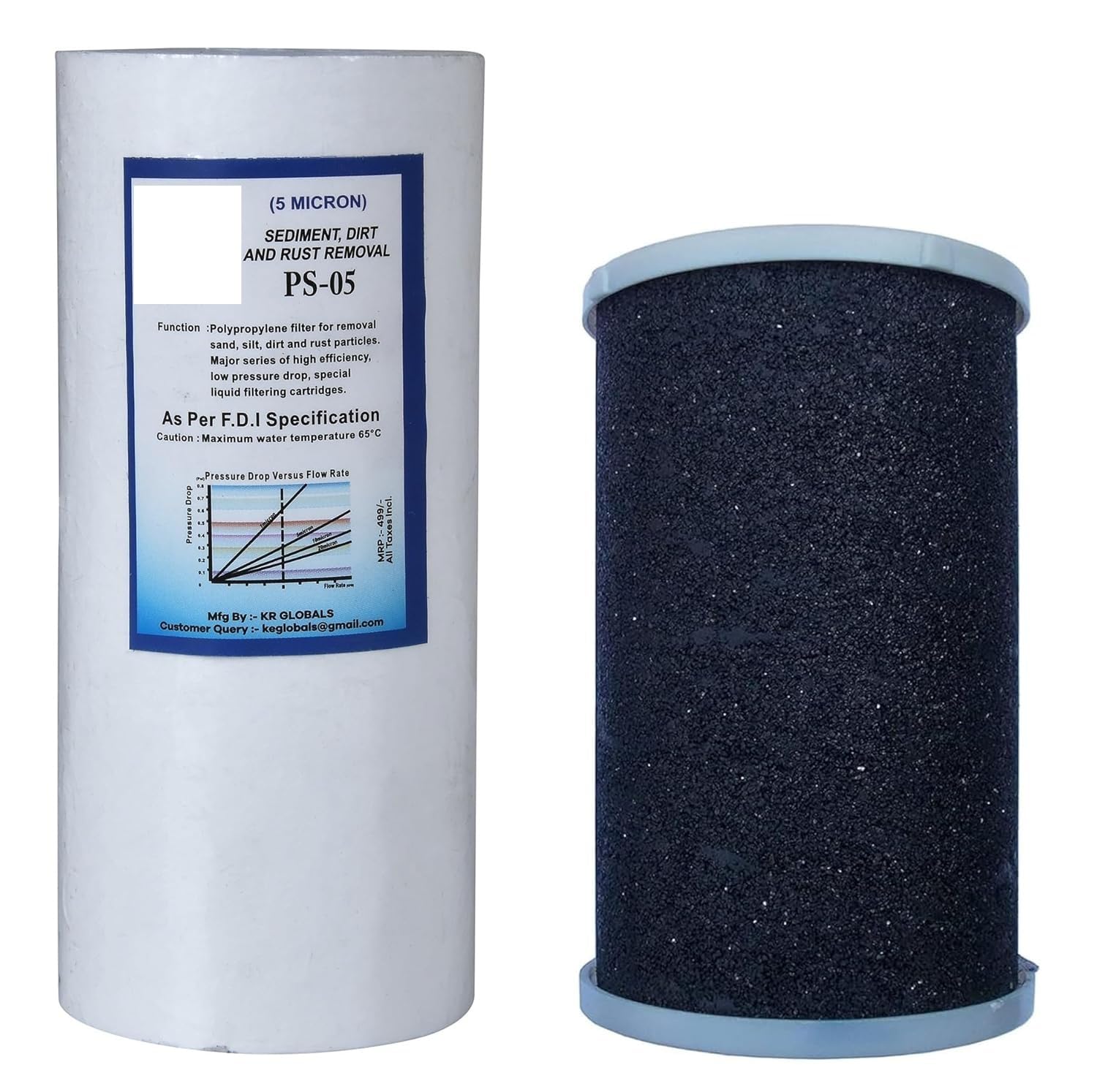 NDI 4 Inch Activated Carbon Filter with 6 Inch Spun Candle for Pureit Classic RO + UV + MF Water Purifiers (Pack of 2)-image-34