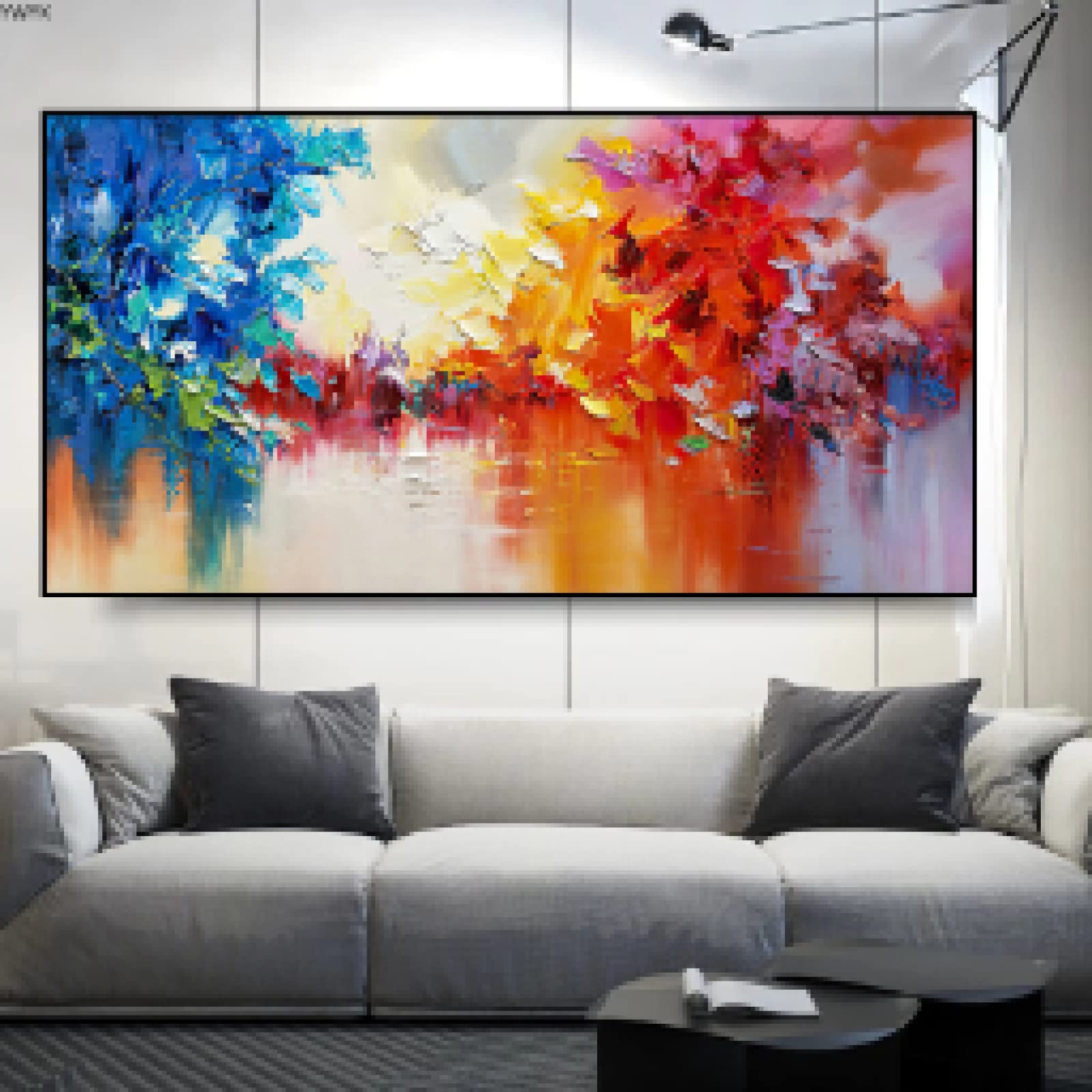 dsdsgog Abstract Tree City Landscape Painting on Canvas Wall Art Posters and Prints Wall Pictures for Living Room Home Decor Art 50x100cm Frameless