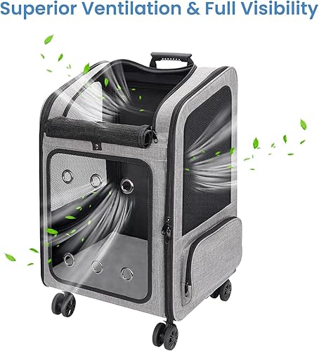 Miniatura 3 de Mochila extra grande para transportar mascotas con ruedas para gatos de menos de 30 libras, para perros, cachorros, conejos y otros animales de