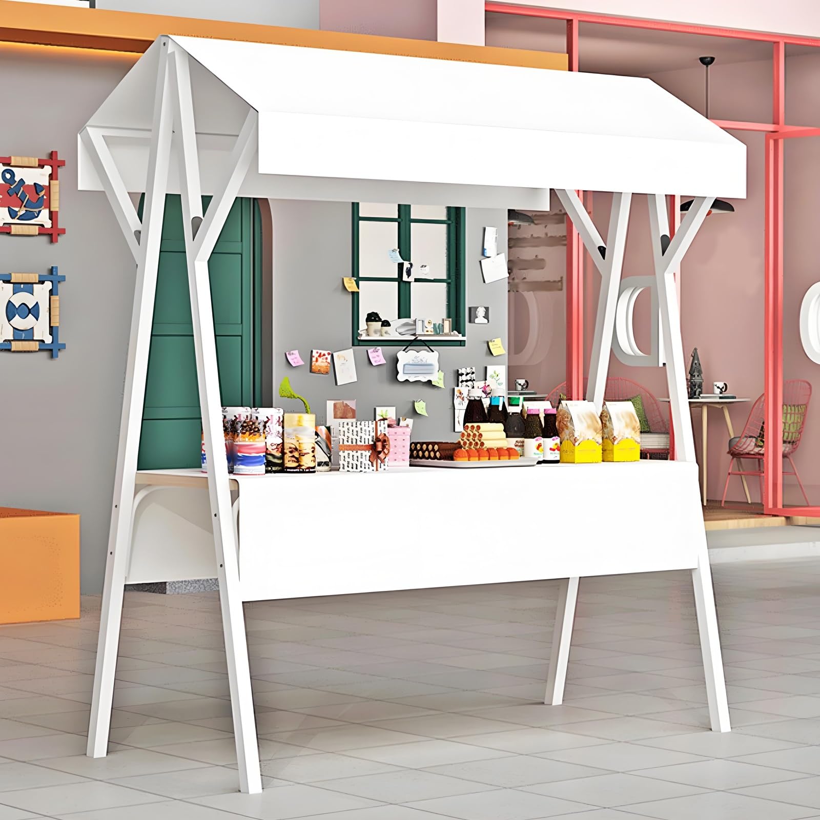 Expositor ligero de 59 pulgadas para helados, aperitivos, bebidas y perros calientes, soporte portátil para proveedores al aire libre para uso comercial, perfecto para eventos y festivales