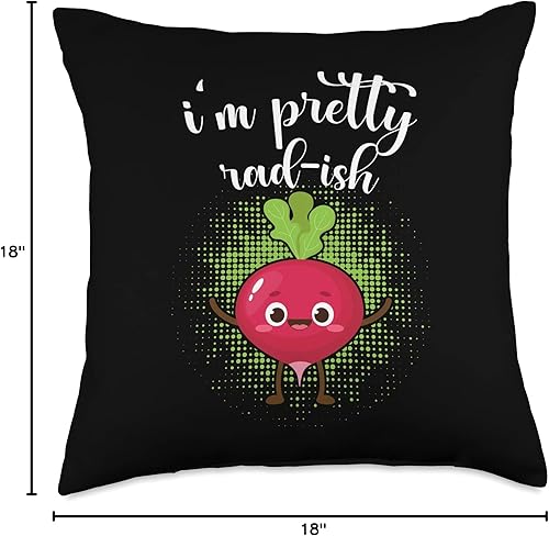 Miniatura 4 de Zone - 365 I'm Pretty Rad-Ish Funny Vegetarian I'm Pretty Rad-Ish - Divertida almohada vegetariana de rábano vegano, 18 x 18 pulgadas, multicolor