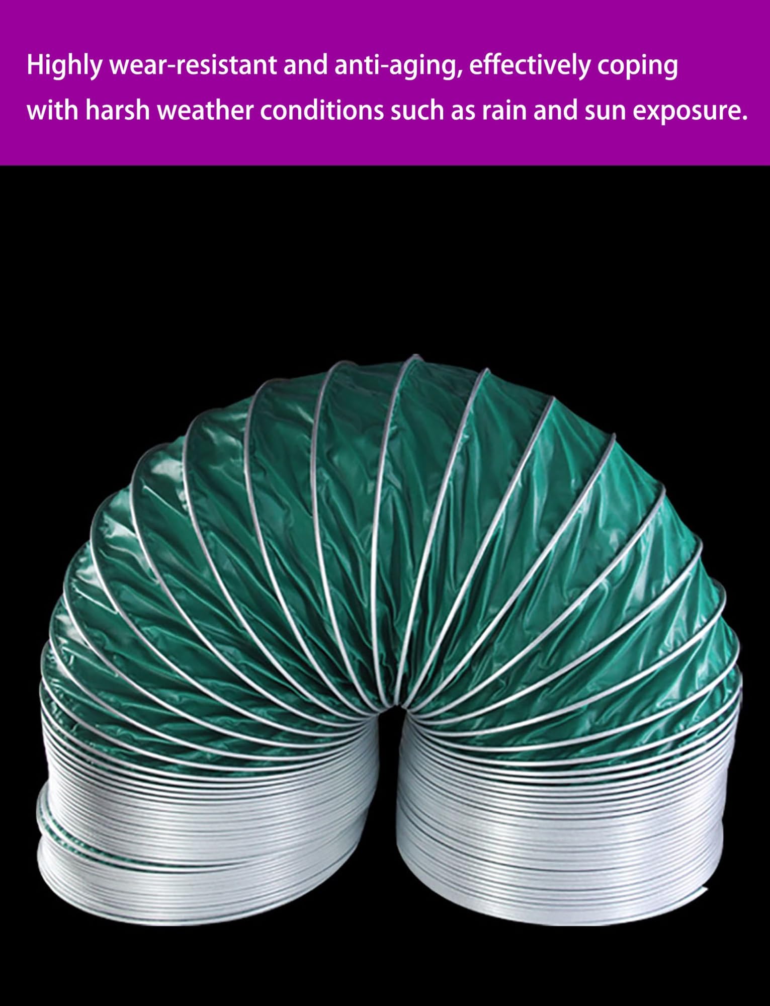 Tubo flessibile per condotto dell'aria, ad alta temperatura, ignifugo, espandibile per cappa, asciugatrice, ventilazione industriale, diametro 18,5 cm x lunghezza 500 cm