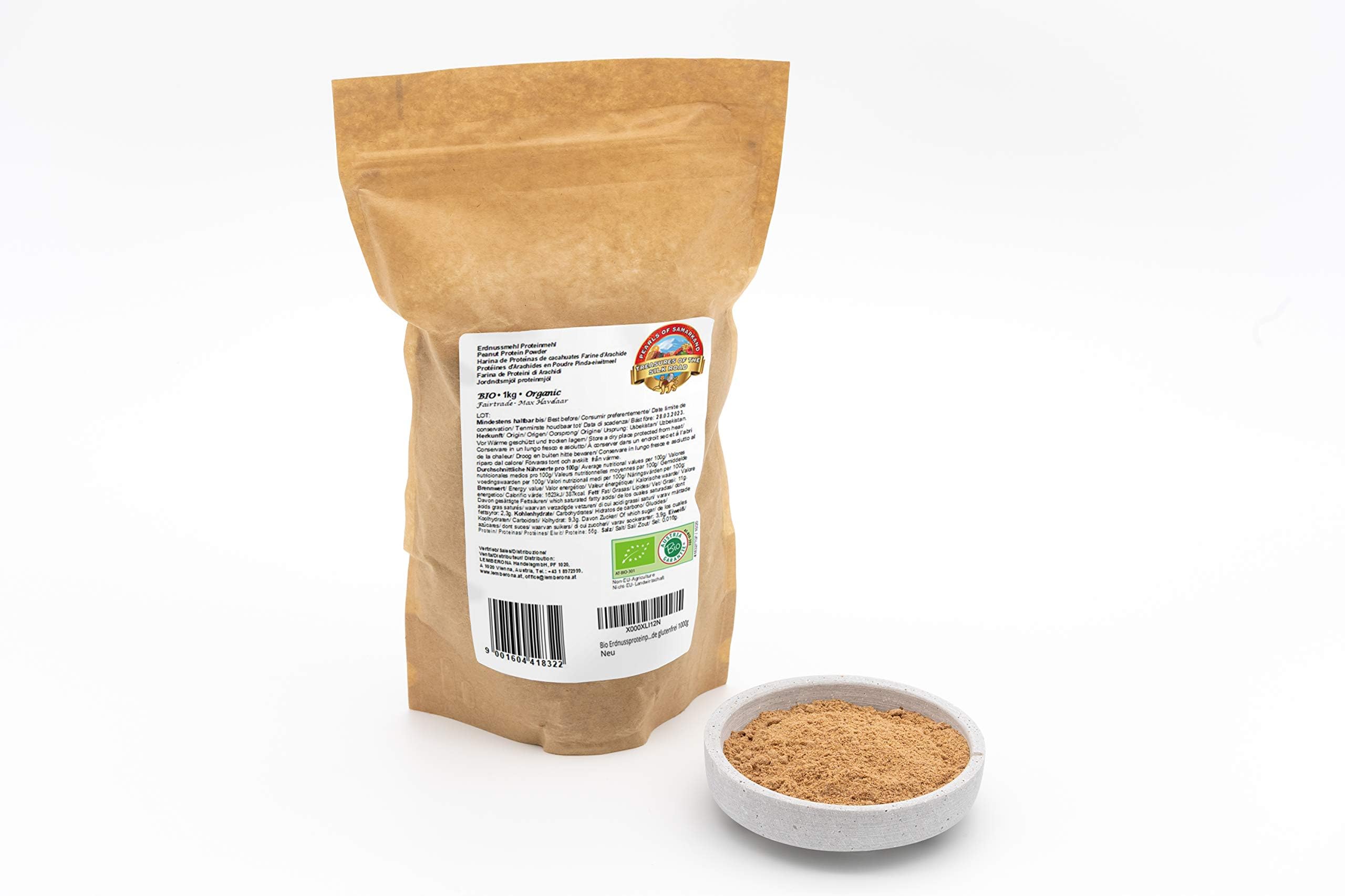 Organic Fairtrade Peanut Protein Powder - 1kg - 56% Protein - Gluten-Free and Low-carb - Vegan