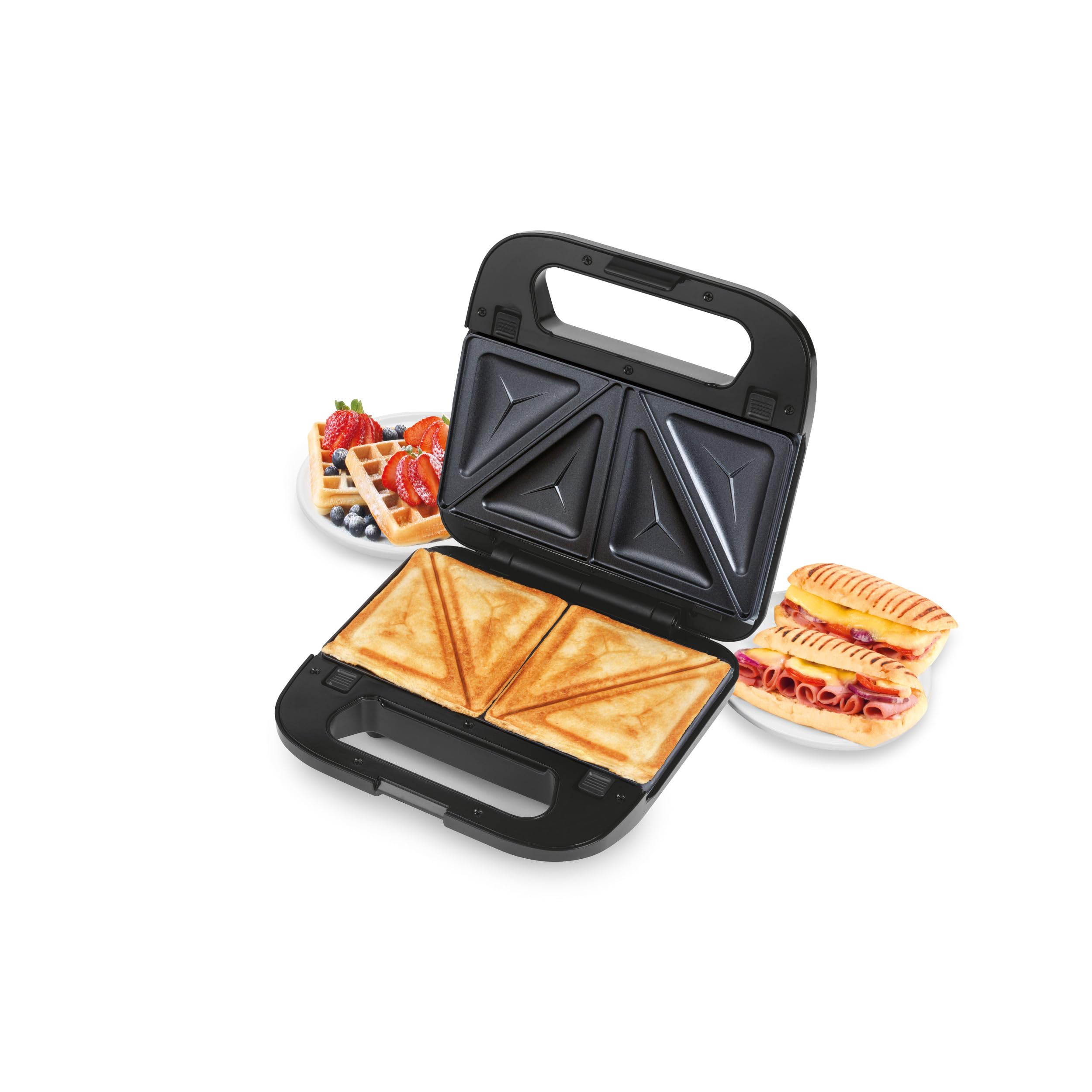 Salter 3-en-1 Snack Maker - Croque-monsieur, Gaufres, Paninis, Plaques Antiadhésives Amovibles Sans PFAS, Contrôle Automatique de la Température, Voyants d'Alimentation/Prêt, 750 W