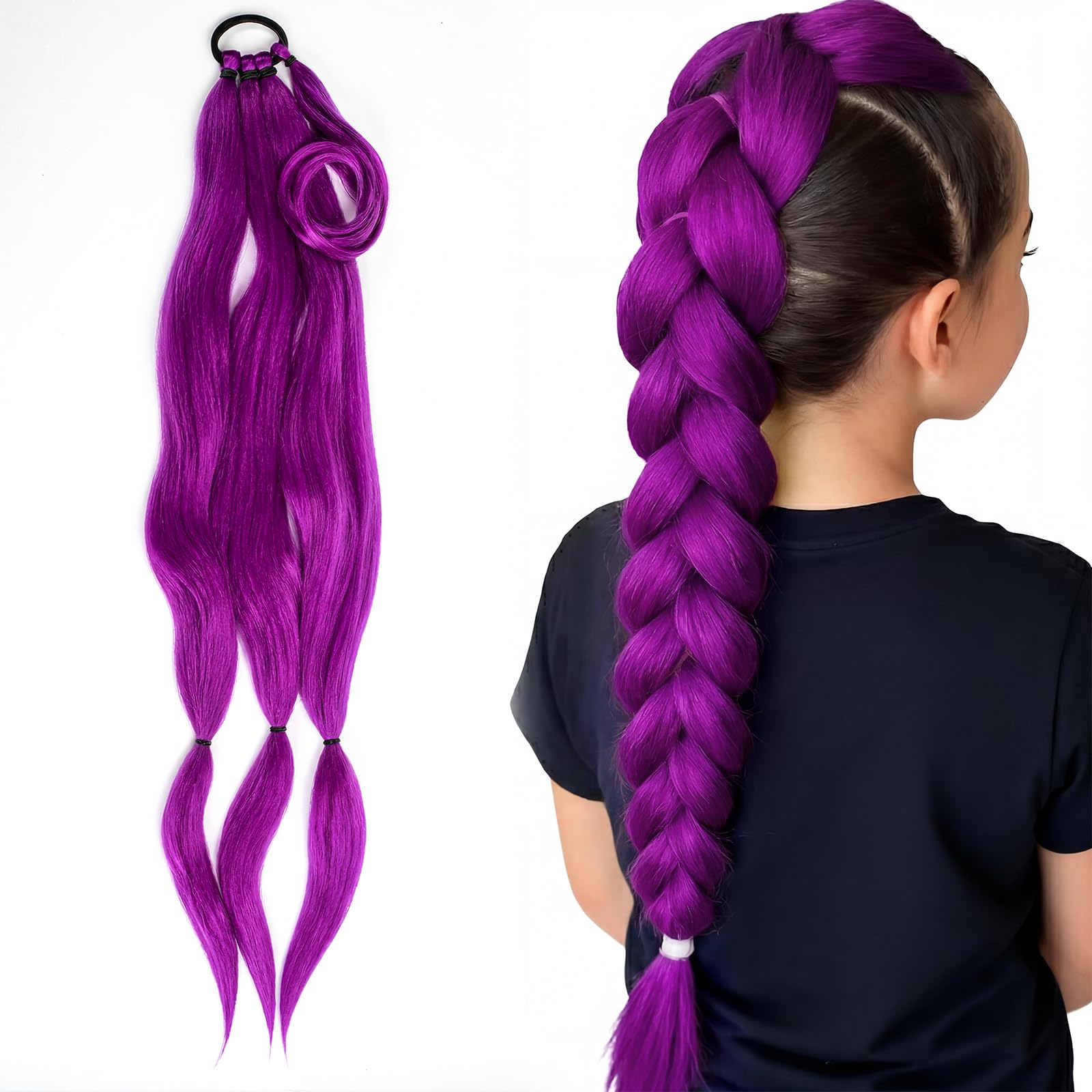 80 CM Perruque Violette Enfant, Deguisement Perruque Kpop, 31.5 Pouce Perruque Femme Costume Pour Cosplay Costumes de jeu de Rôle pour les Fêtes