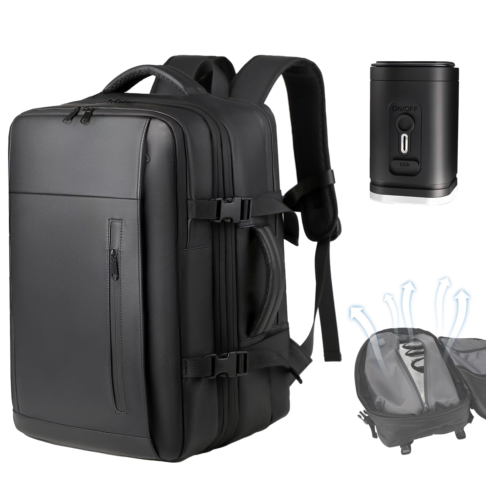 ANQAROS Air Backpack With Pump, 60L Expandable Backpack with Vacuum Compression, Anti Theft Vacpack Travel Vacuum Backpack