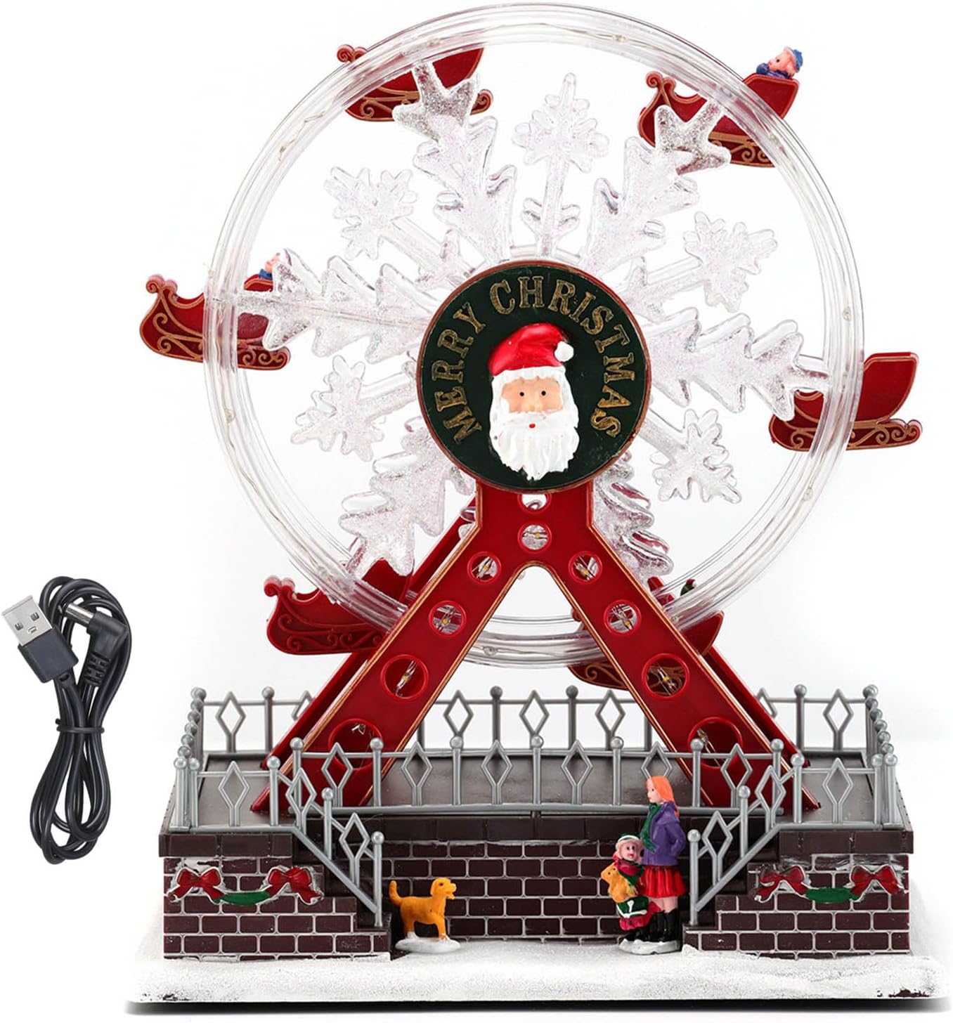 クリスマスLEDライトアップスカイホイールオルゴール クリアサウンドUSBケーブル付き ホリデーパーティーの装飾用