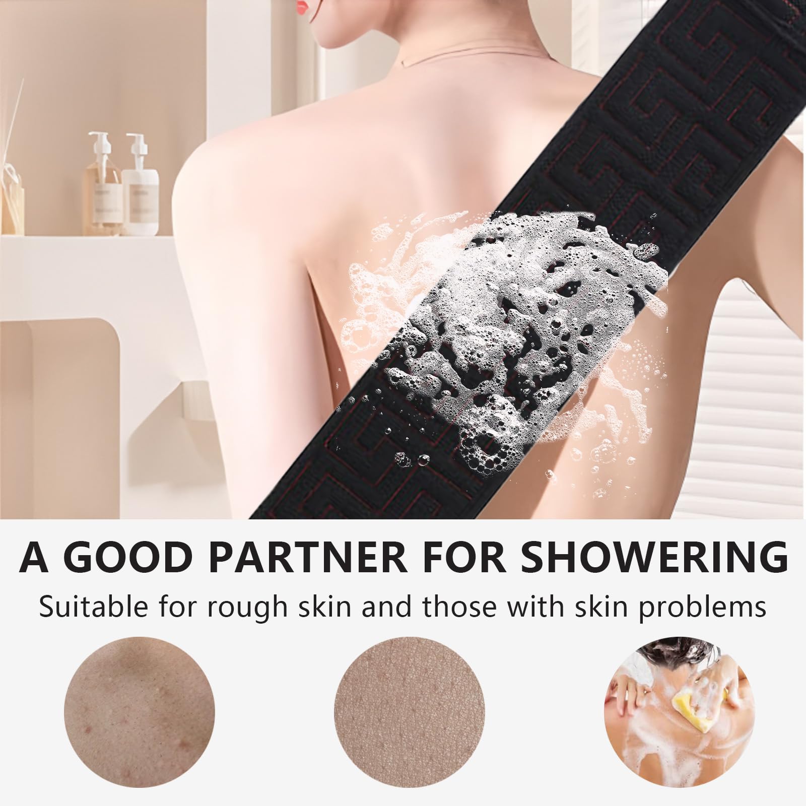 LHLZNB 2PCS Back Scrubber, Back Exfoliator, Double-Sided Back Washer for Shower, Back Scrubbers for Use in Shower for Men & Women,Exfoliate and Massage, Hygienic, Durable and Easy to Clean - Image 4