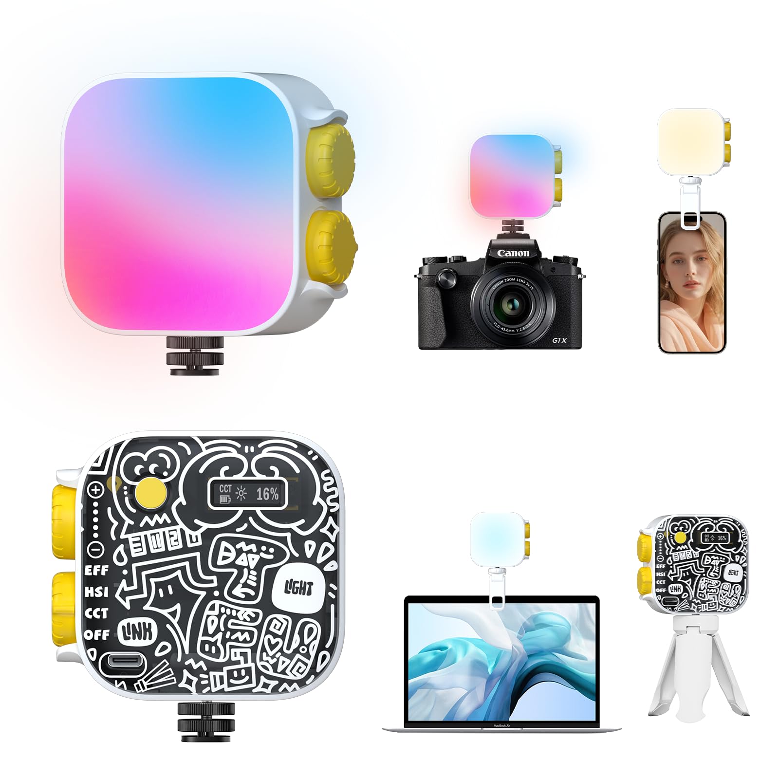 Amazon.com : PHOTOOLEX Tofu Light, Magnetic RGB Video Camera Light