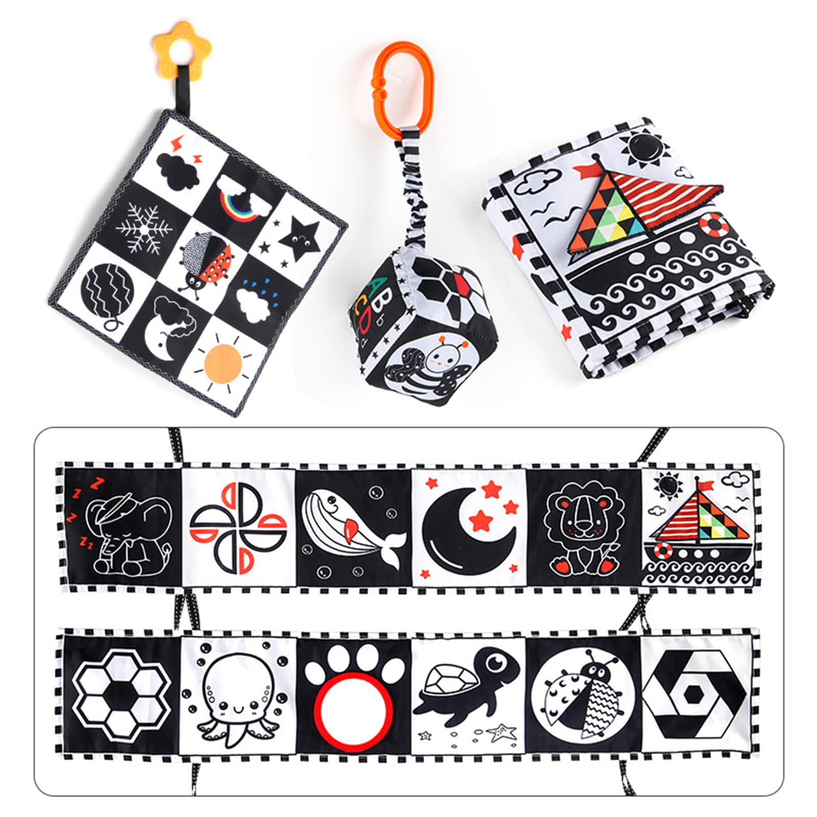 CHENGZI Baby Soothing Cloth Book Bed Surround Cloth Drooling Square Towel Toy Pendant