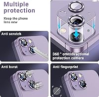 Vista 5 de Korecase Paquete de 2 Protector de lente de cámara para iPhone 14 y iPhone 14 Plus, cubierta de película de cámara de vidrio templado de metal