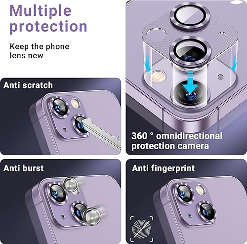 Miniatura 2 de AFARER Paquete de 2 protectores de lente de cámara para iPhone 1414Plus, cubierta de cámara de vidrio templado Ultra HD, dureza 9H, antiarañazos,