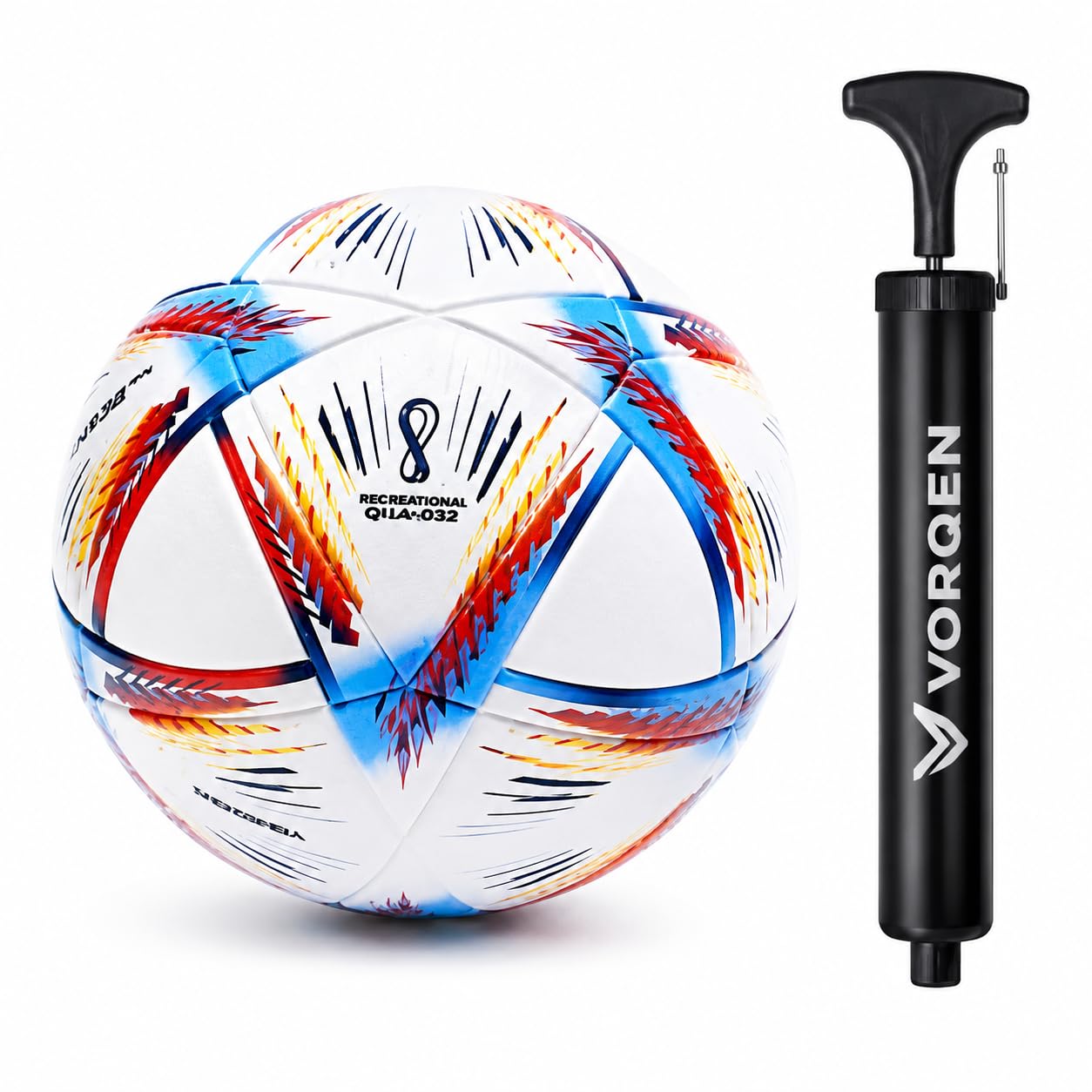 Hand Stitched Size 5 Rubber Football with Pump – Multicolor | Soft Grip for Wet & Dry Ground | Suitable for Grass & Artificial Turf | International Match Ball-picture-40