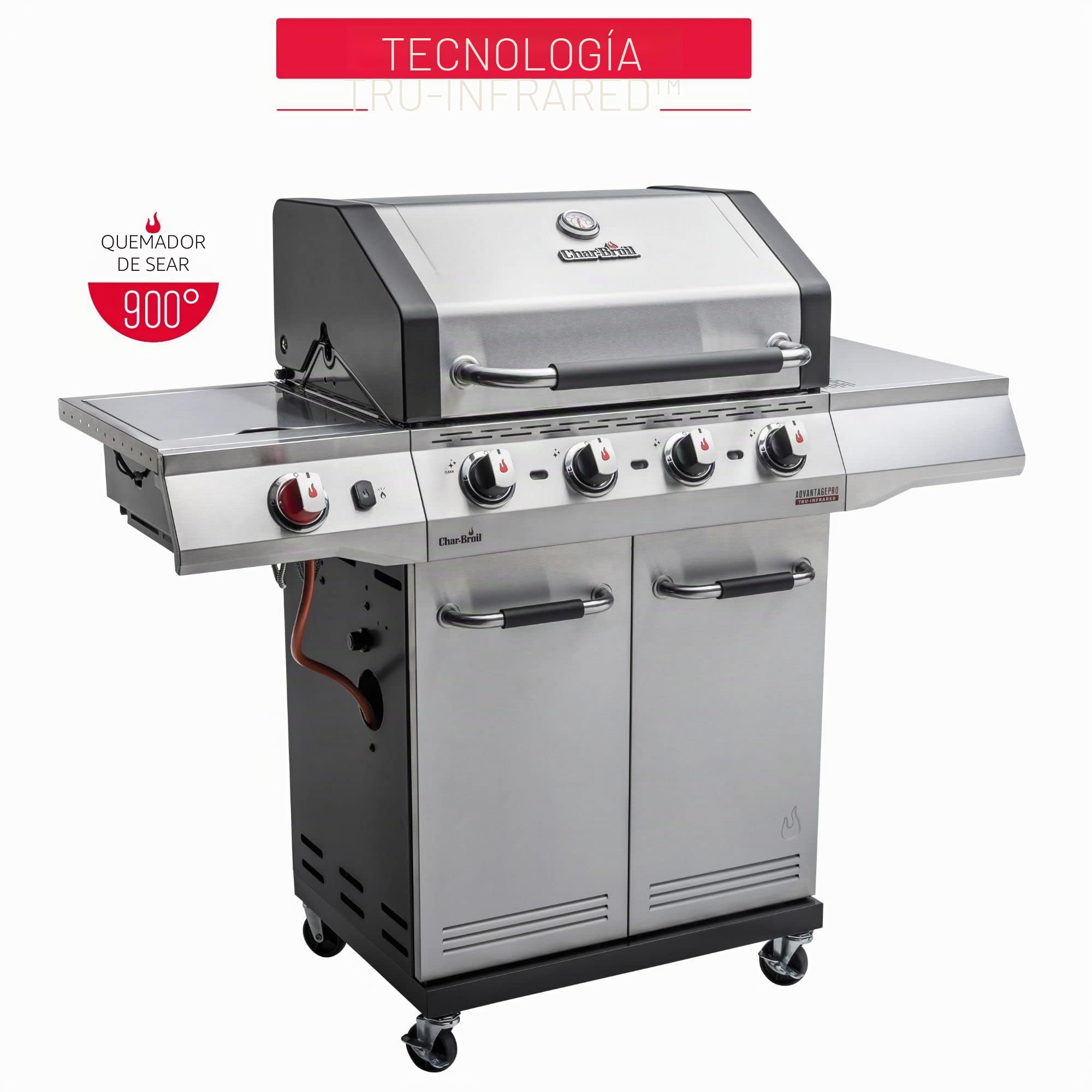 Char-Broil Barbacoa de Gas Advantage PRO S 4 - Barbacoa a gas con 4 quemadores y TRU-Infrared Technology, quemador de alto rendimiento de 900 °C, rejillas de hierro fundido