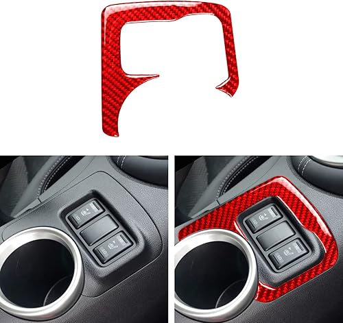 Miniatura 89 de Adhesivo para panel de palanca de cambios de consola central de automóvil, decoración de fibra de carbono suave real, interior de automóvil rojo