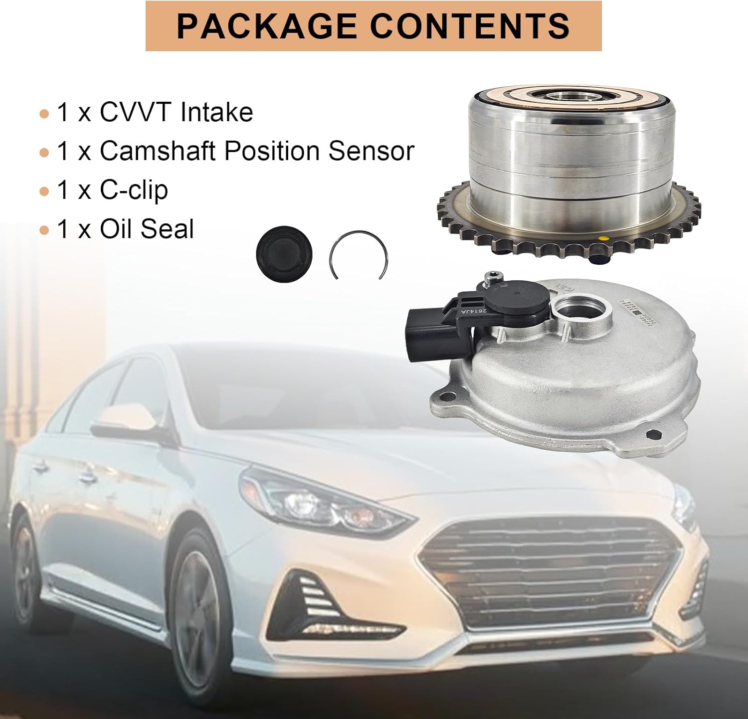 24350-2GGB0 CVVT Assy Intake & Engine Valve Timing Solenoid with Sensor Fit for Hyundai G70/Santa Fe/Santa Fe Sport/Sonata/Tucson for Veloster N for Kia Sorento/Sportage/Stinger 16-22
