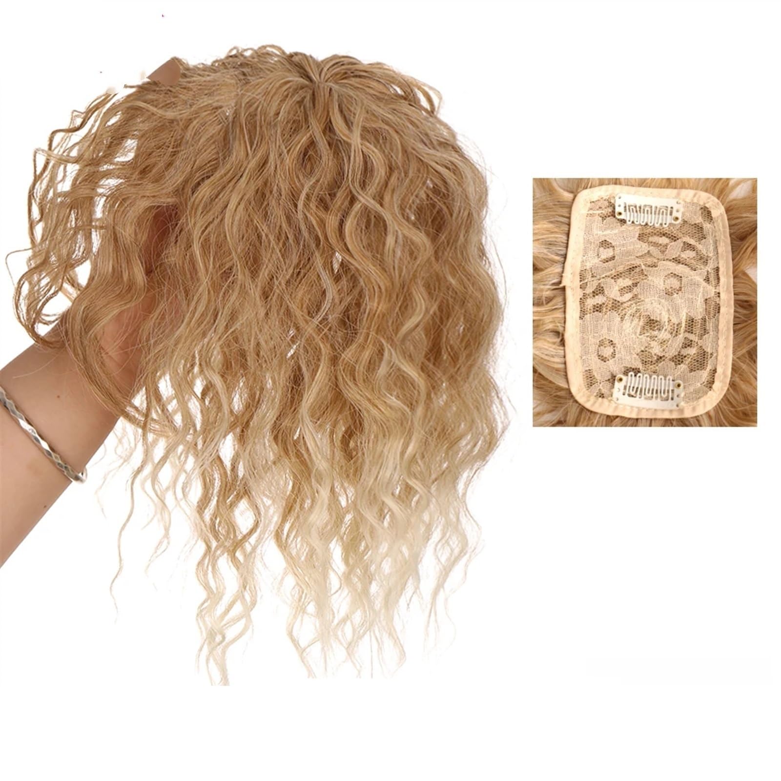 Flequillo Pelucas onduladas con flequillo Flequillo de pelo de aire 3D Clip de flecos en flequillo Extensiones de cabello Pelucas Piezas de cabello Flequillo Tupés Flequillo postizo(BF48-27T613)