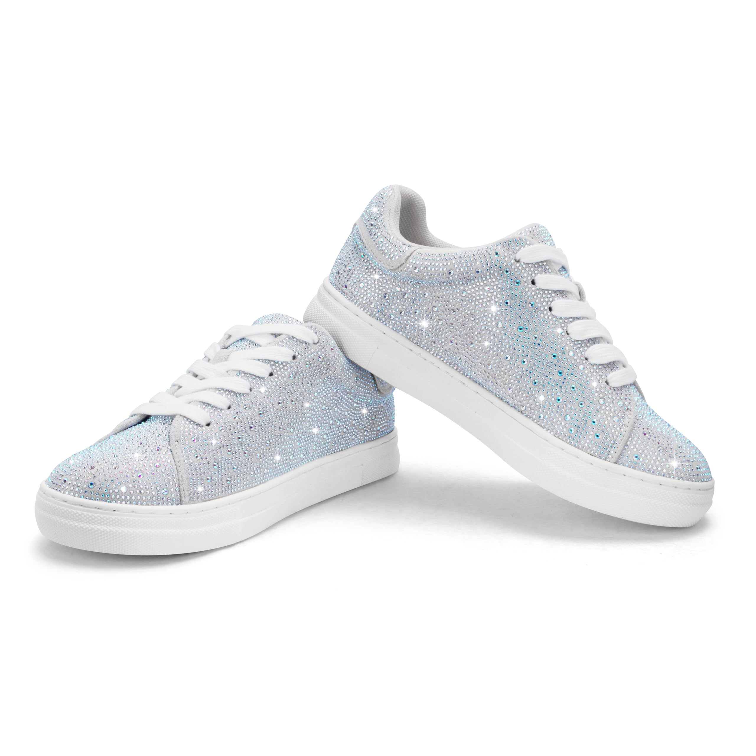 PARTY Scarpe da ginnastica da donna con strass glitterati e plateau, alla moda, da sposa, con lustrini,