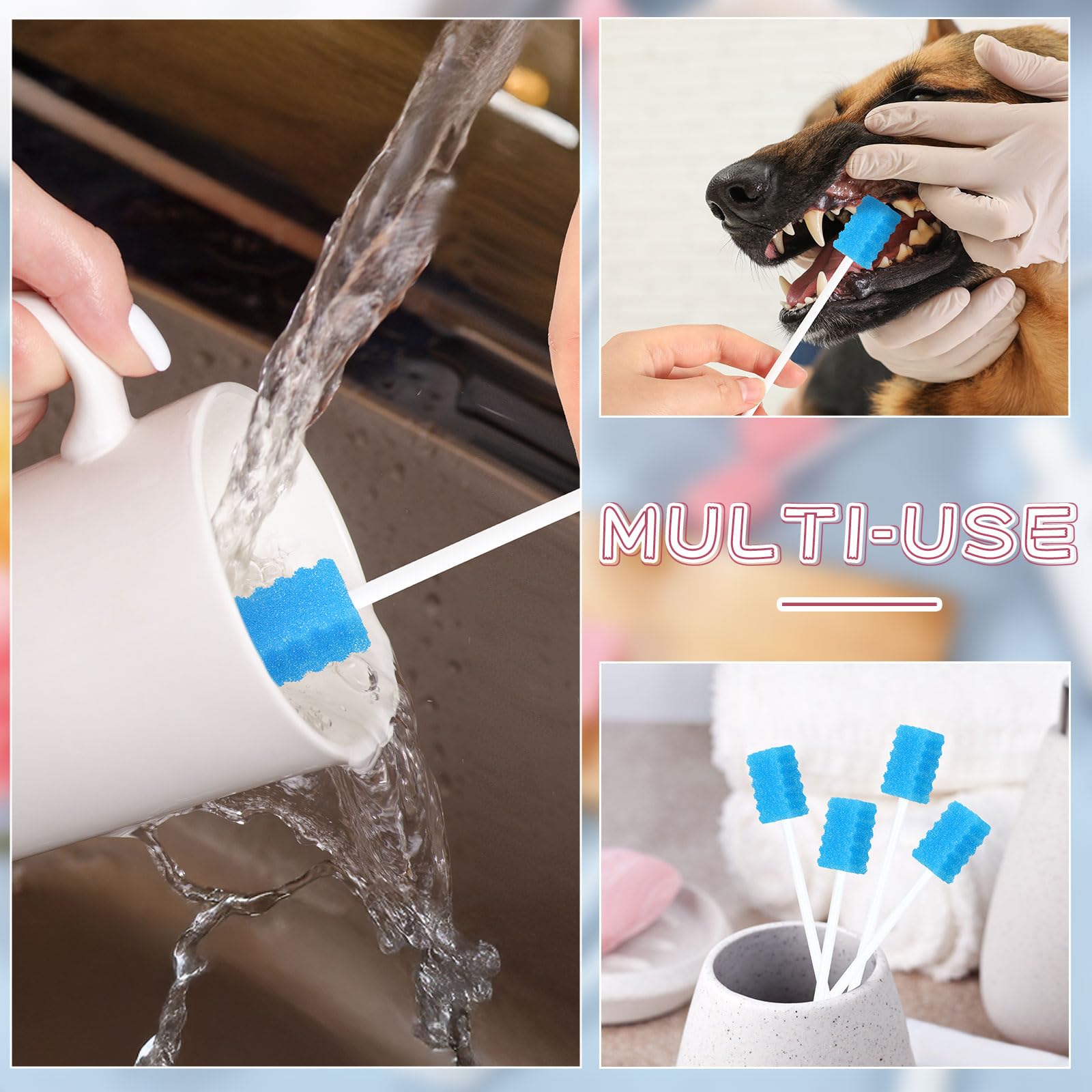 Mumufy 500 hisopos bucales desechables a granel envueltos individualmente para limpieza bucal (azul)