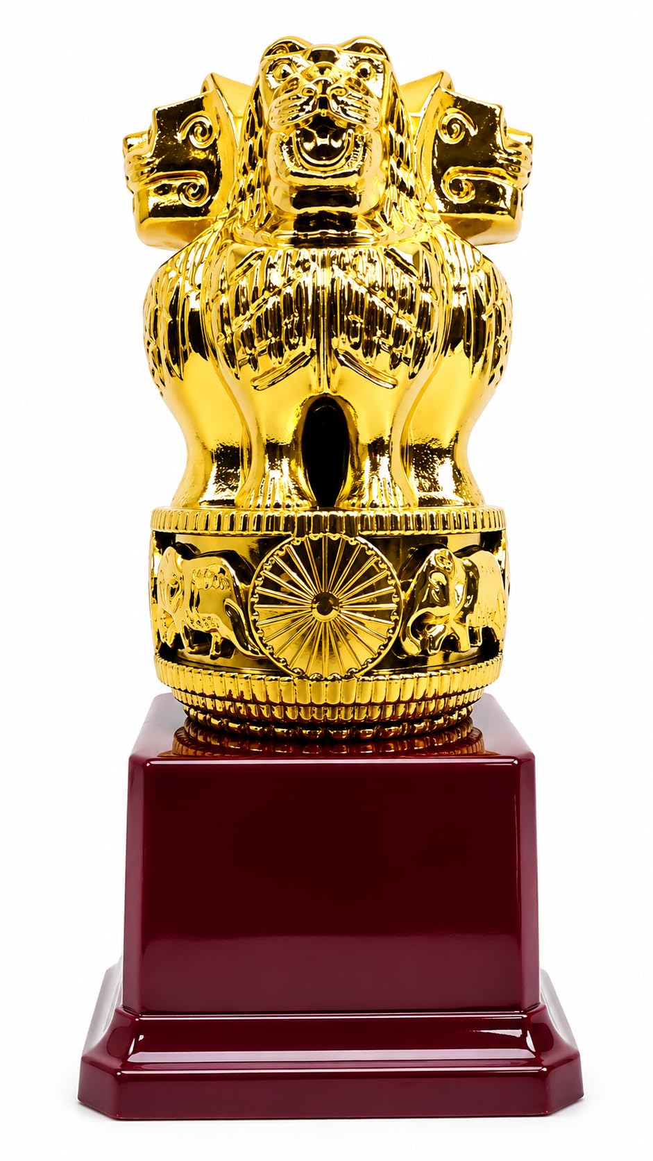 OG Premium Ashoka Lion Trophy; 6 inches; Four Lion Statue; Award for Chief Guest, Officers Corporate Gift and Home Decoration | Gold Finish, 8 cm Wide Base, Corporate Award, Home Decor, Chief Guest Trophy-picture-14