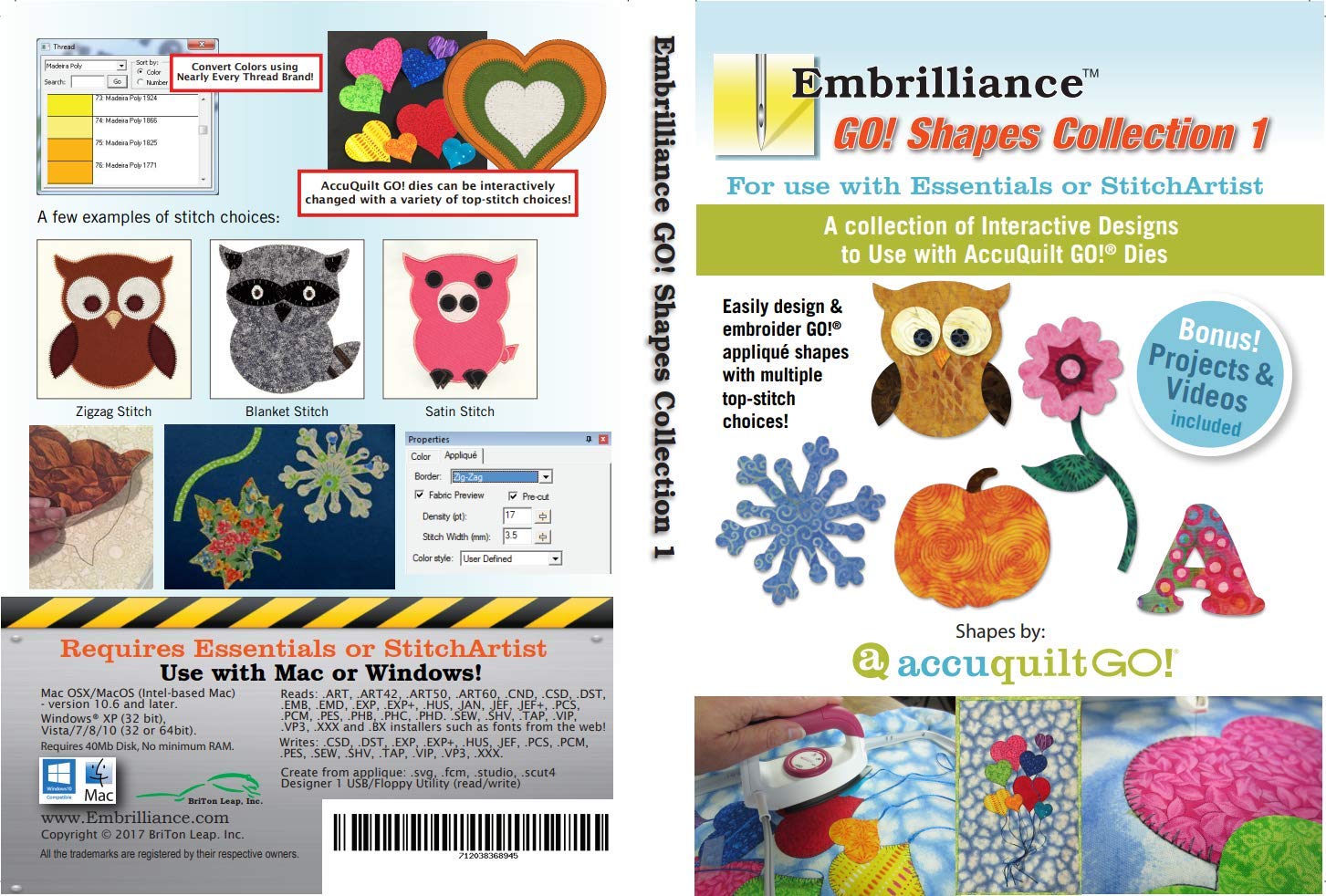 Buy Embrilliance Accuquilt Go! Shapes Collection 1 for Essentials ...