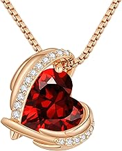 CDE Women's Necklace, Rose Gold Heart Necklace, Jewellery with Elegant Gift Packaging, Christmas Gift for Her, Wife, Girlfriend, Mum, Valentine's Day, Parties, Wedding Day, Anniversary, Birthday