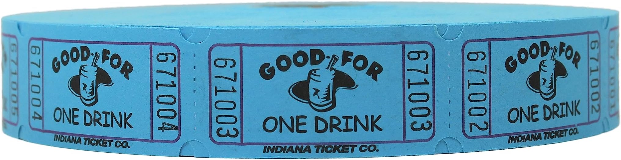 INDIANA TICKET CO. Blue Drink Roll Tickets, 2000 per Roll, Single Roll, 1x2 Tickets for Admission, Events, Fundraisers & Prizes