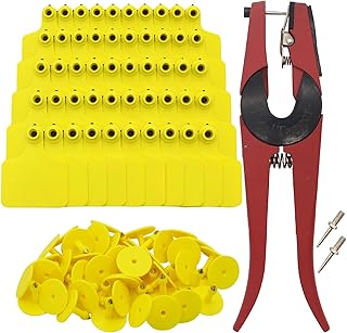 100 Pieces Blank Cattle Ear Tags with Pliers,TPU Blank Animal Identification Livestock Ear Tags