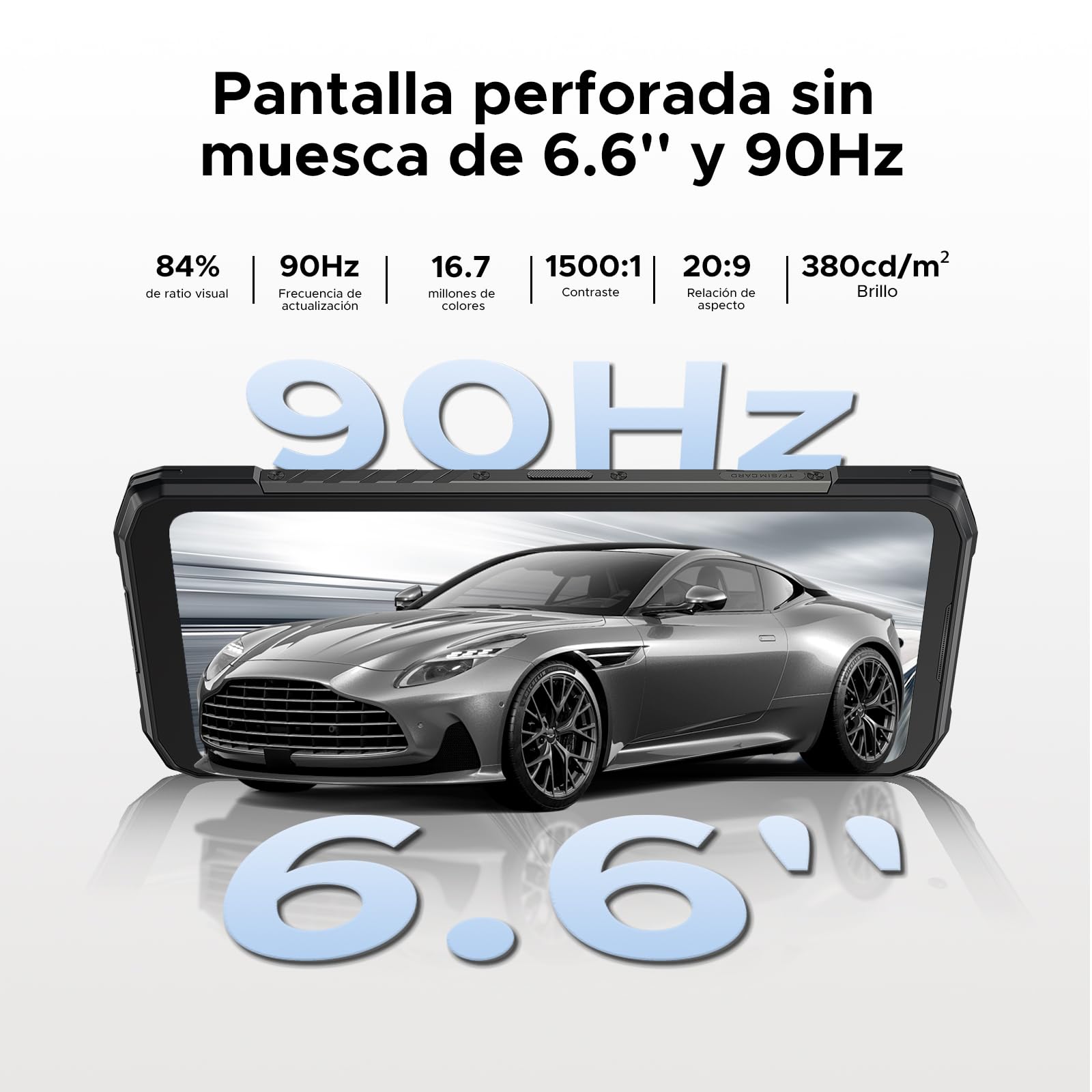 Blade20Turbo 5G Movil Irrompible, 6,6" 32GB+256GB/2TB, 10300mAh/33W Android 15 Móvil Rugerizado, Dimensity 7050 5G Teléfono Móvil Resistente, 50MP/Dual SIM/Face ID/OTG/NFC/GPS IP68