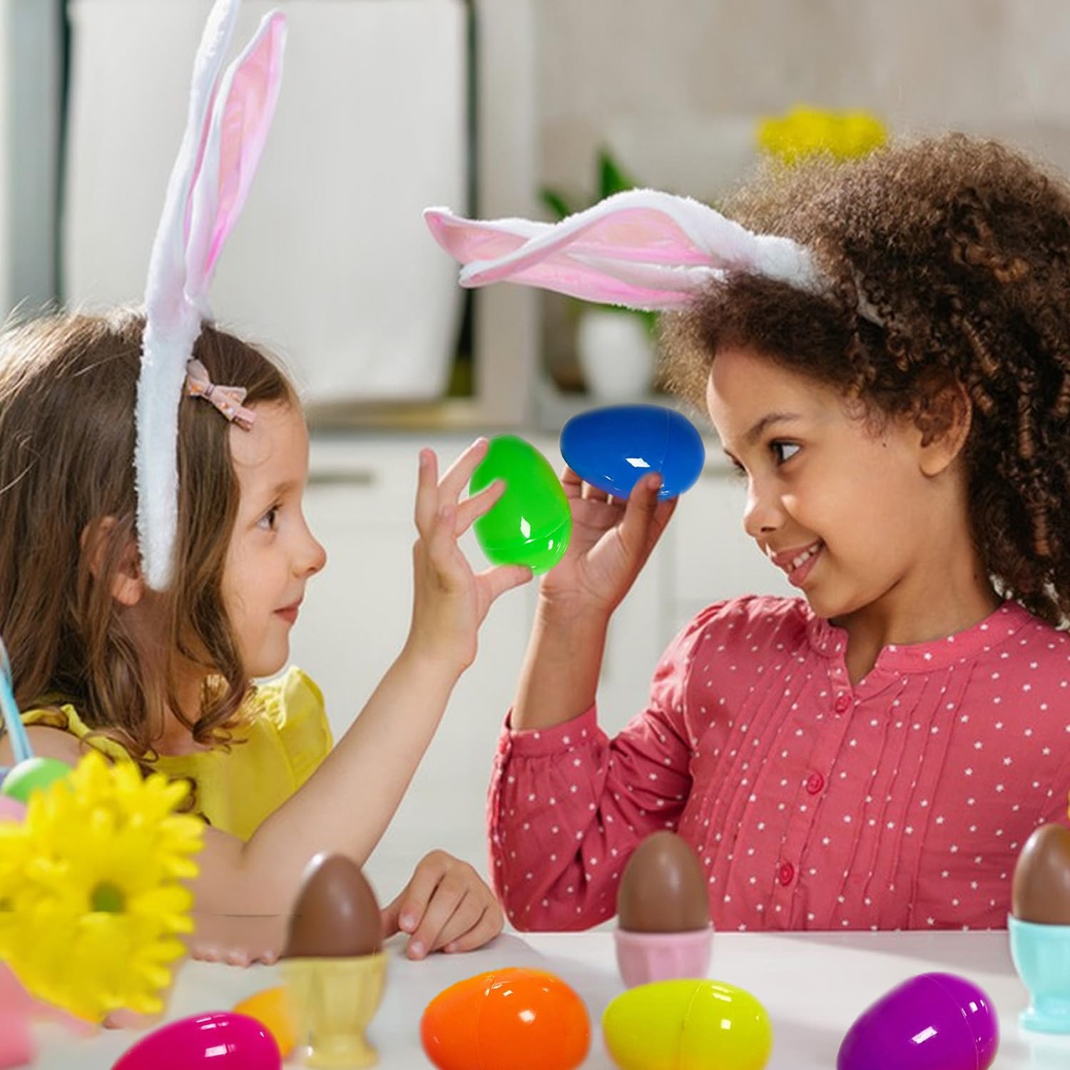 KEELYY 24 PCS Uova di Pasqua da Riempire, 8cm Uova di Plastica Apribili, Guscio Uovo di Pasqua, per Pasqua Regali di Caccia e Caramelle per Bambini