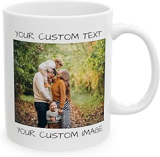 Personalized Coffee Mug – Custom Photo, Text, or Logo Ceramic Mug Tea Cup | Taza Personalizada with Picture or Message | Customized Gift Idea for Men & Women, Mom, Dad, Friends - White | 11oz