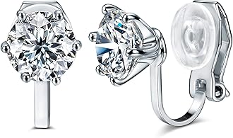 Clip on Earrings Women, 14K Gold Hoop Clip-On Earrings for Women, Hypoallergenic Non Pierced Croissant Earrings