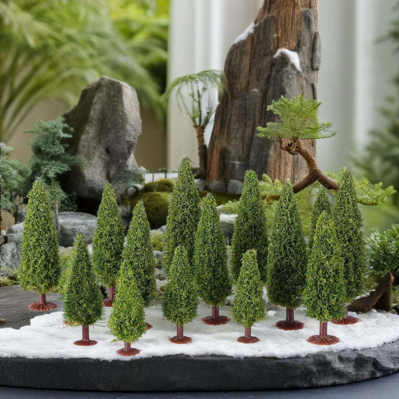 Healifty Lot de 15 arbres d'architecture miniatures verts pour modélisme ferroviaire