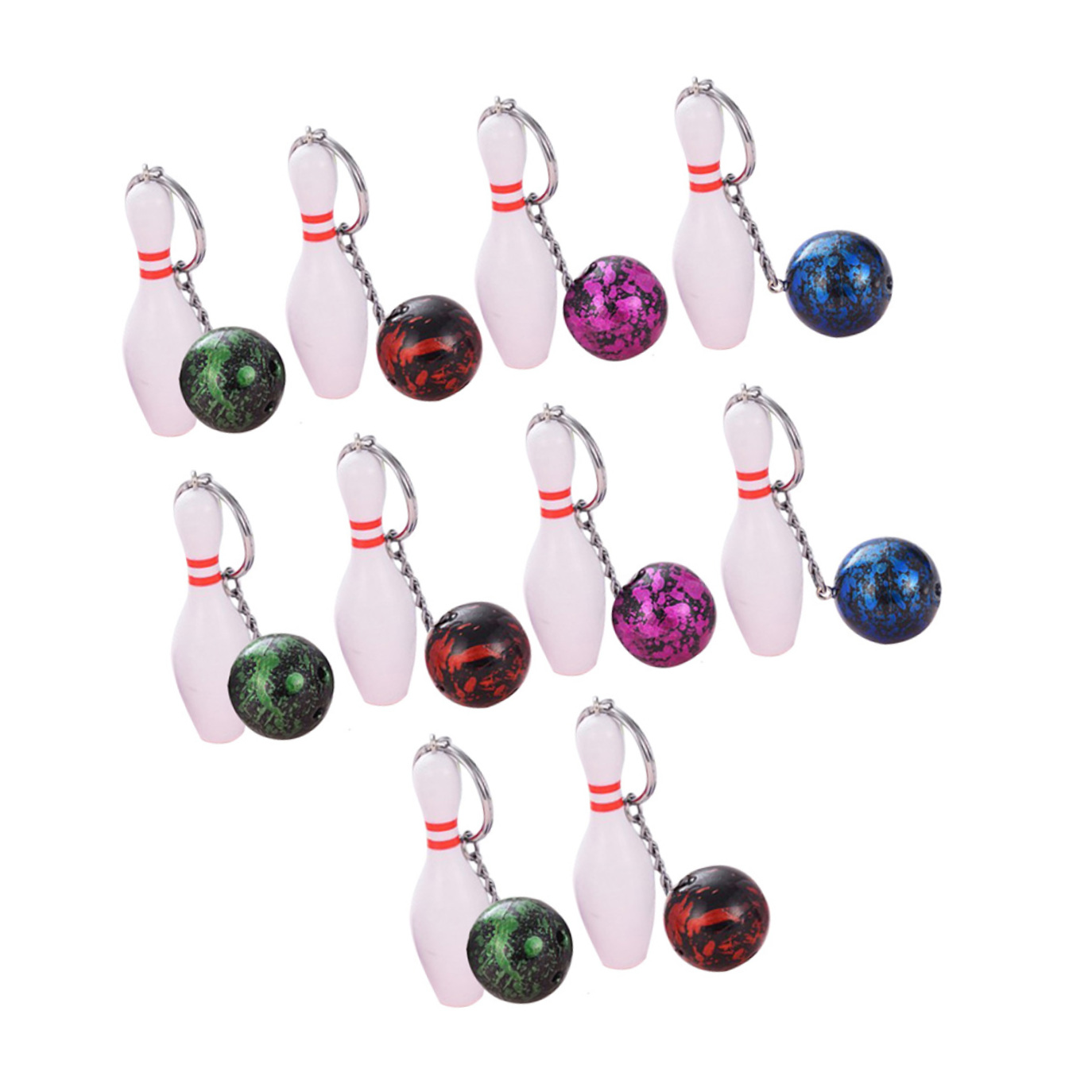 Mini Bowling Game 6pcs Bowling Keychain Bowling Gifts Bowling Ball
