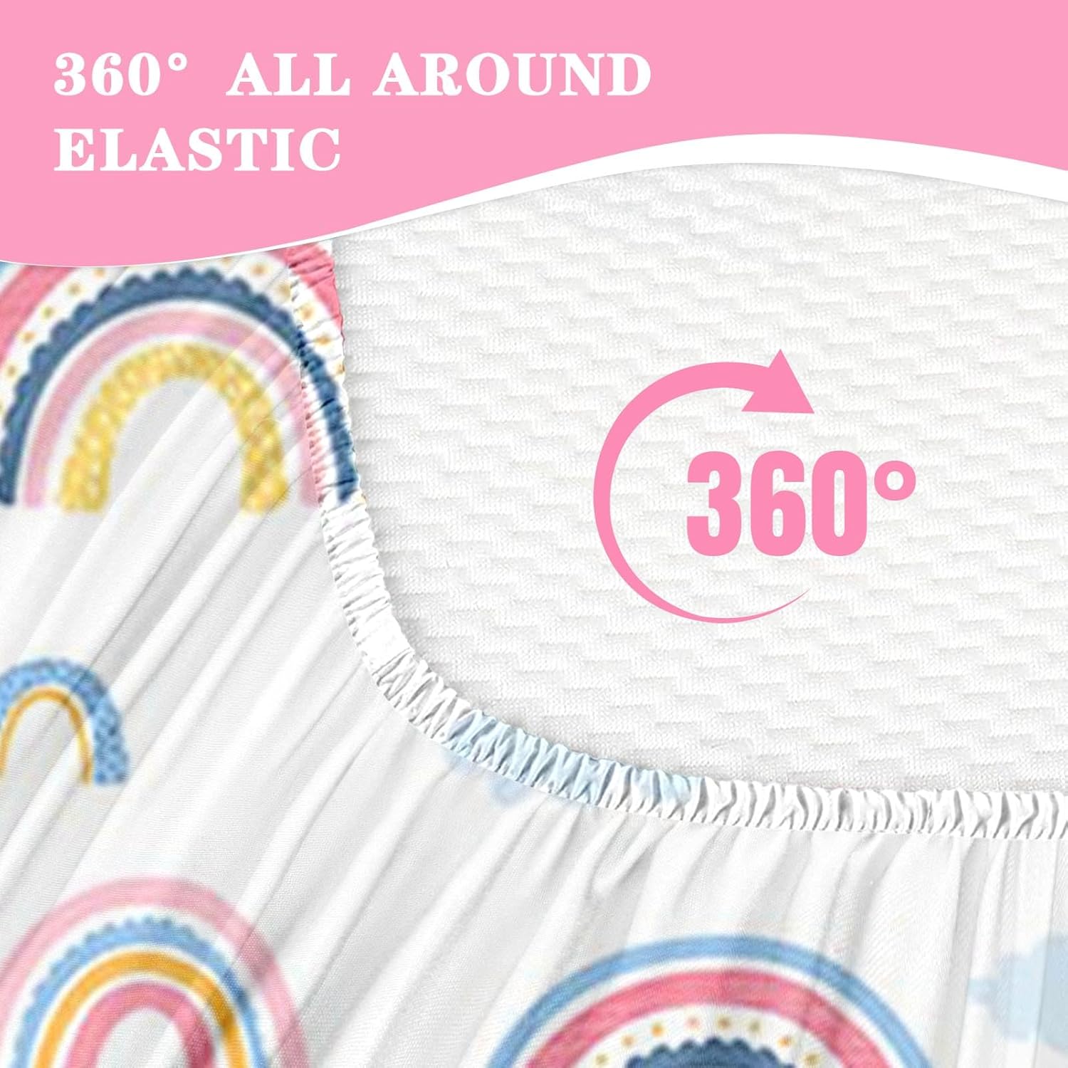 Nesker Full Zipper Bedding, Rainbow Zipper Bedding Sets for Girls, 3pcs All in on one, Pink Kids Comforter Set with Fitted Sheet and 2 Pillowcases - Image 4