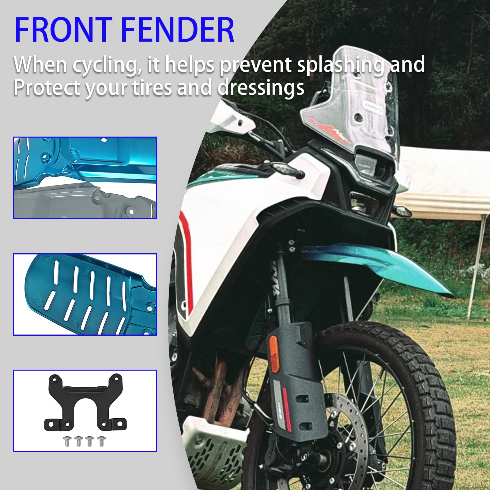 WOOGA Motorrad Kotflügel Vorne Abdeckung Kotflügel Spritzschutz Schutz passend für CF&Moto 450MT 450 MT 450-MT 2024 2025 2026 (Grau)