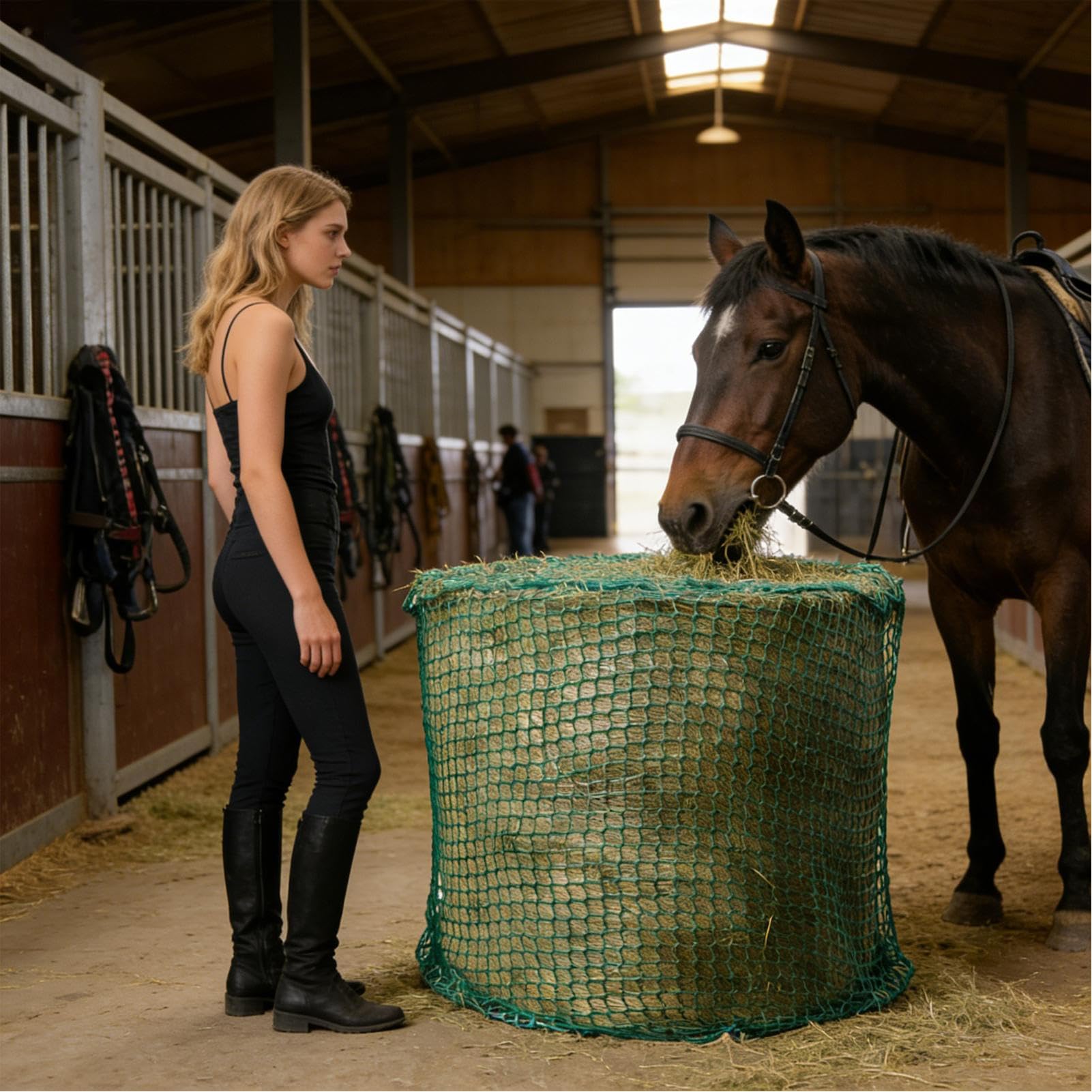 Rete per Fieno a Lenta Alimentazione | Organizzatore Di Foraggio per Cavallis, Pecore E Capre | per Stalle, Paddock, Ranch, Scuole Equestri E Veterinari | Misure 120/180 Cm, Verde