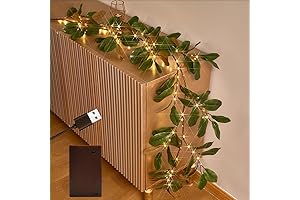 Fudios Magnolia Lighted Garland for Home Spring Mantle Accent Decor