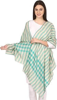 Pashtush Women's Fine Wool Stole, Soft and Warm, Check-stripe Design, Jacquard Weave, Luxury Fine Wool Scarf Price In India